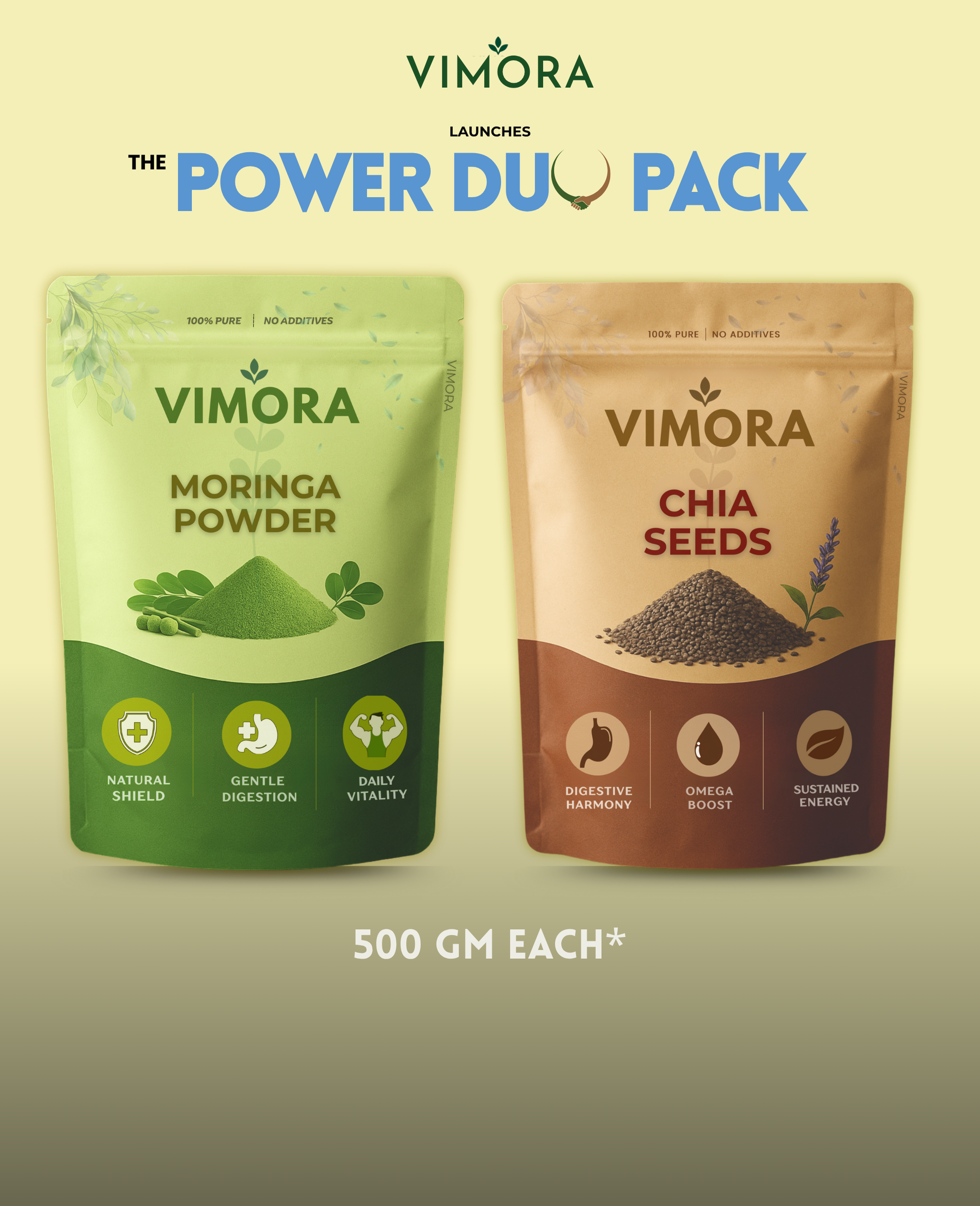 Power Duo Pack  (500g of moringa + 500g of chia)