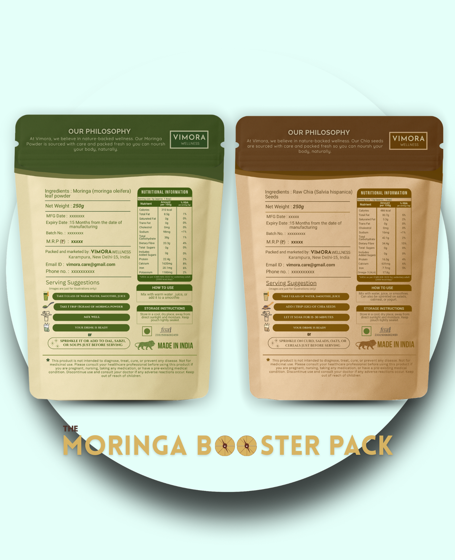 Power Duo Pack  (500g of moringa + 500g of chia)